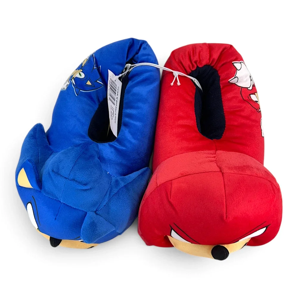 SEGA Sonic the Hedgehog Boys Size 2-3 Plush 3D Slippers Red Blue New